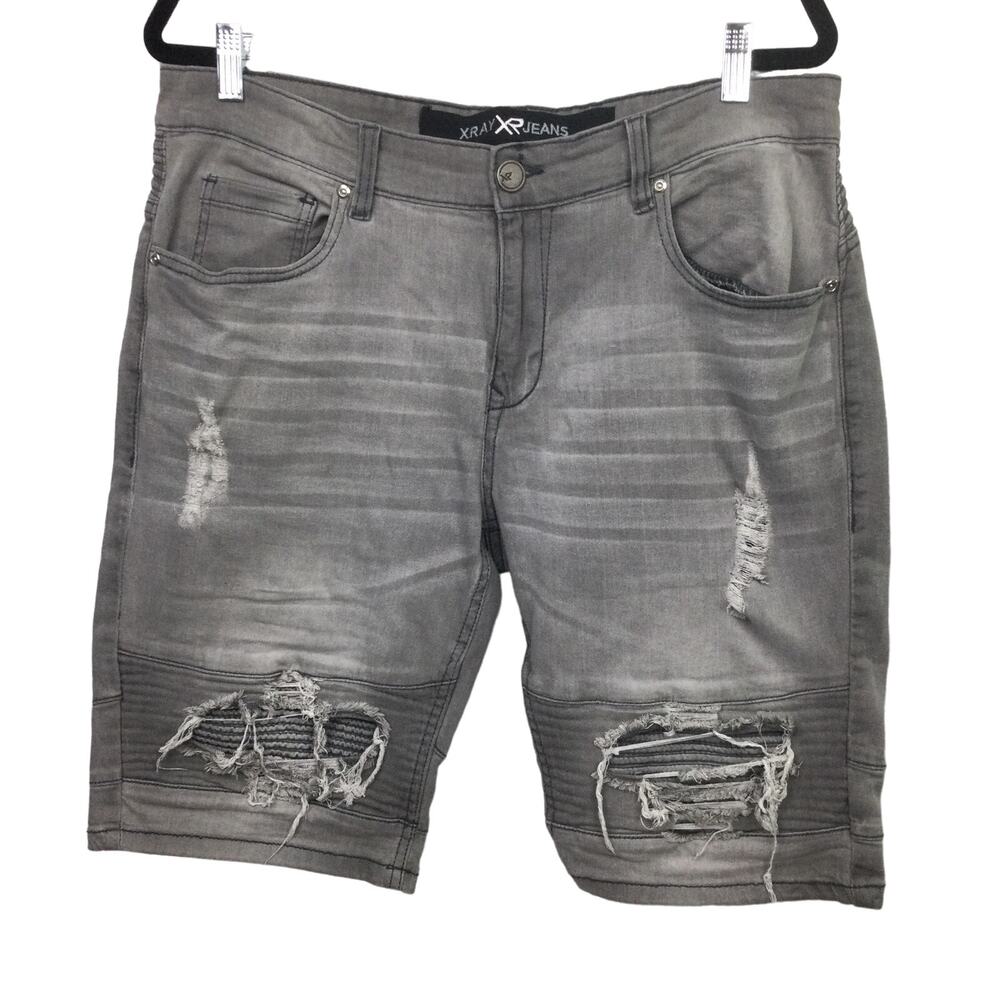 X-ray Jeans Men's Jean Shorts Gray Light Wash Lightweight Denim Size 34